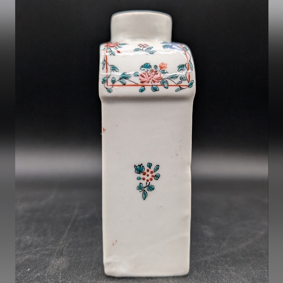c18th Century Chinese Export Hand Painted Floral Red Roses Blue Daisy Tea Caddy - Picture 4 of 13